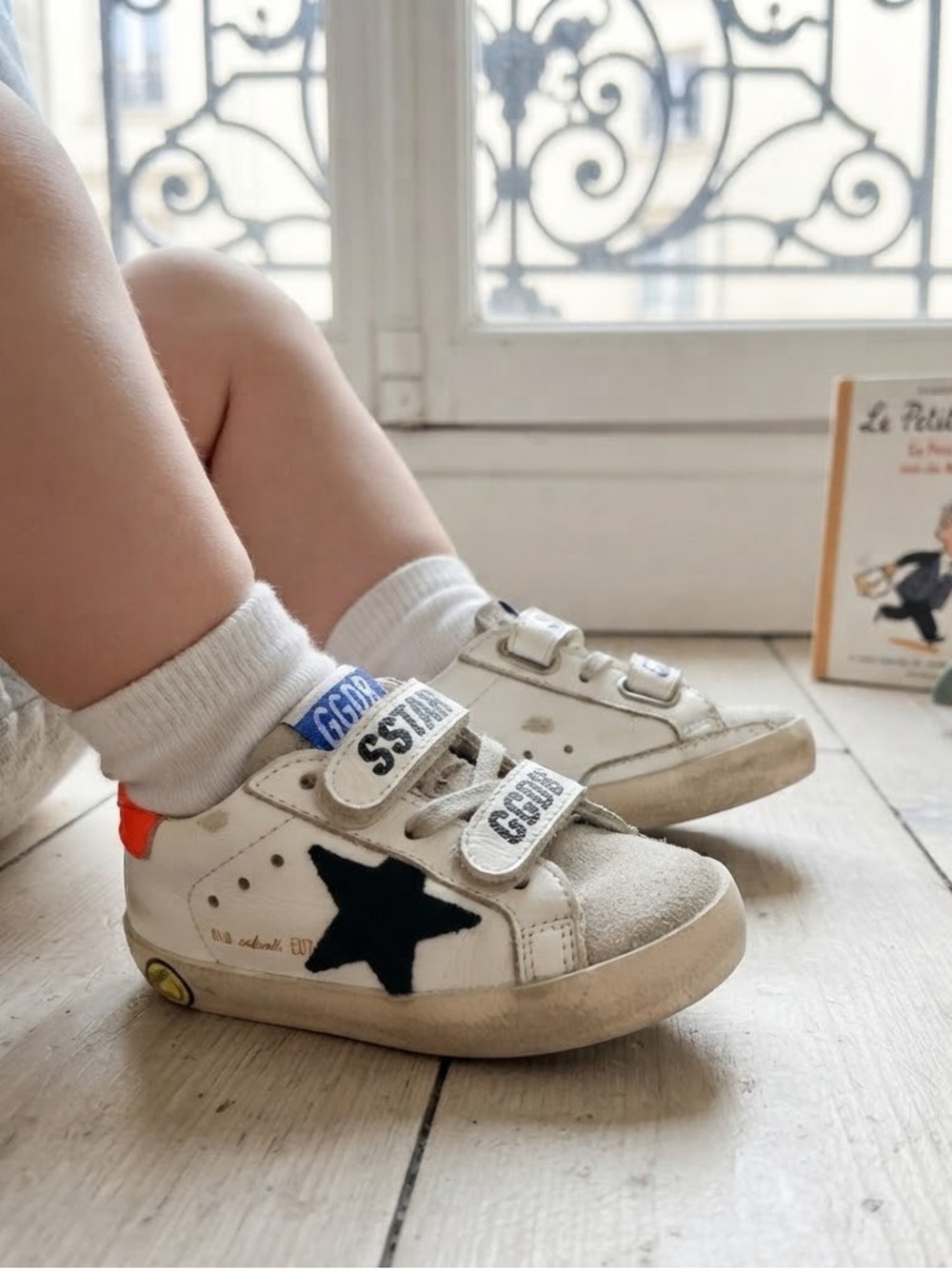 Golden Goose GGDB Toddler Old School Leather Sneaker White Black Star